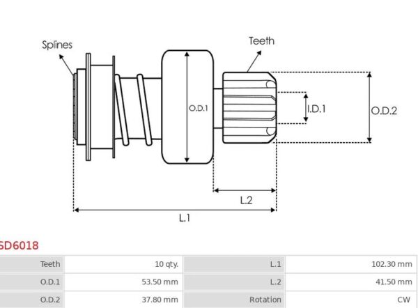 DRIVE 10T CW TOYOTA 1.8L - 2.0L - 2.7L - 3.0L DIESEL - OSGR