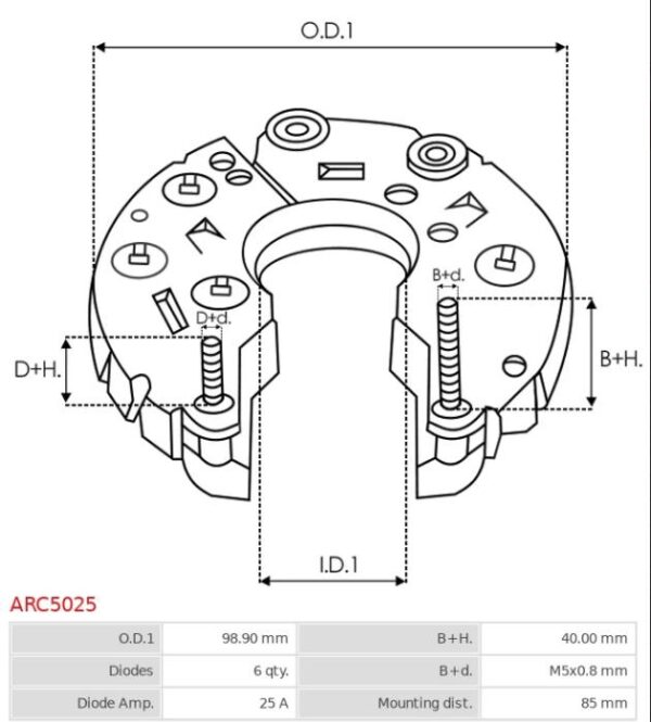 RECTIFIER MAZDA 85MM MOUNTING HOLES