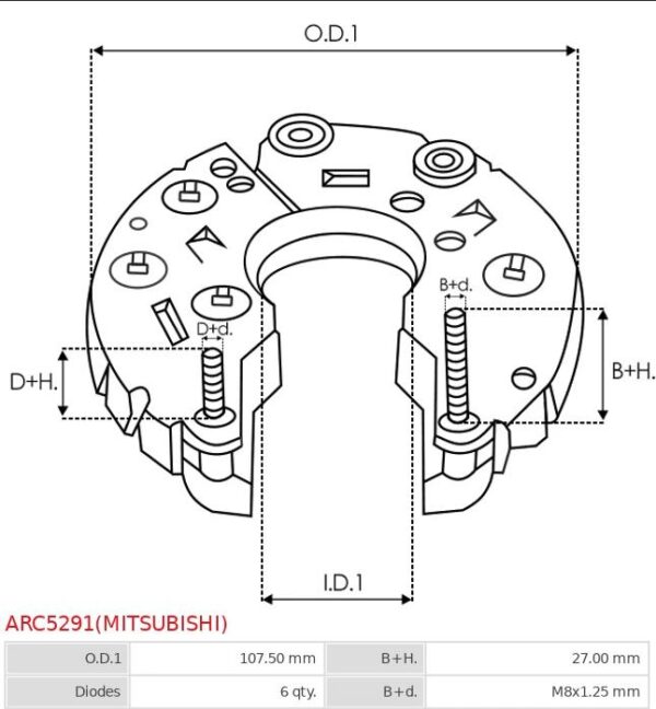 RECTIFIER FORD/MAZDA 2.5L DIESEL 85mm