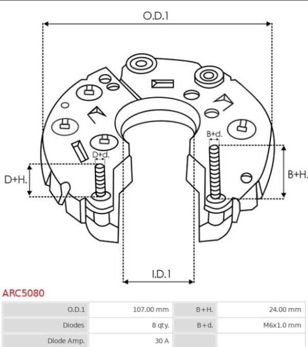 RECTIFIER 12V NISSAN 8 DIODE WITH TRIO /EXCITER DIODES