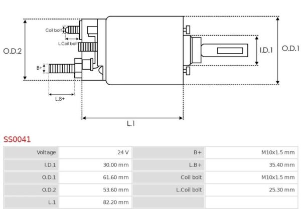 SOLENOID 24V 3HOLE DAF LONG PLUNGER