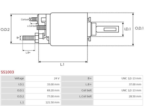 SOLENOID 24V 7.8KW - 37MT / 42MT 3-HOLE MOUNT